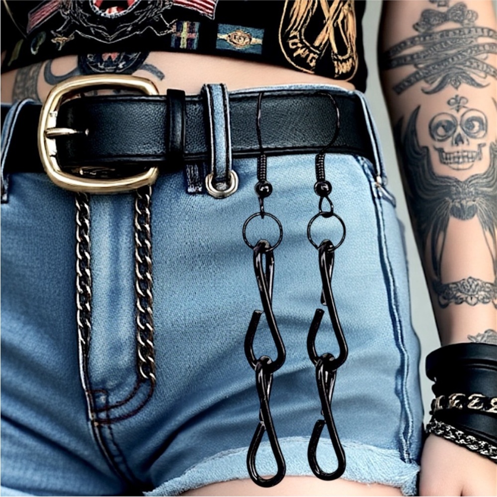 5 For $25💫Alternative Grunge Black Chain Links Dangles